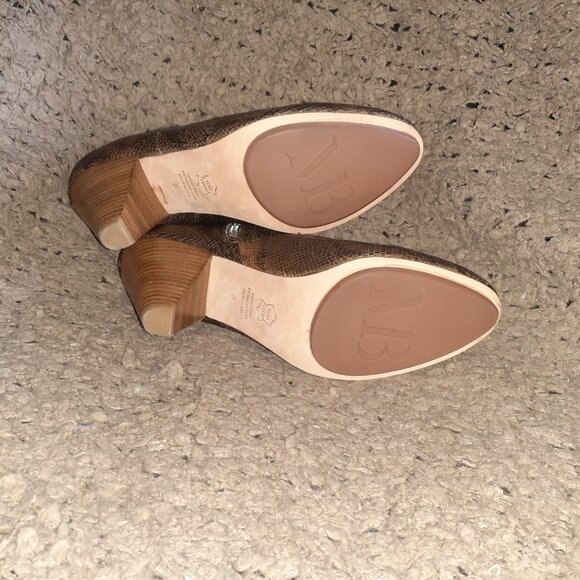 MATT BERNSON-JAGUAR Coffee Brown Leather Snake Print-Booties-Sz 8-NWOB - Picture 8 of 8